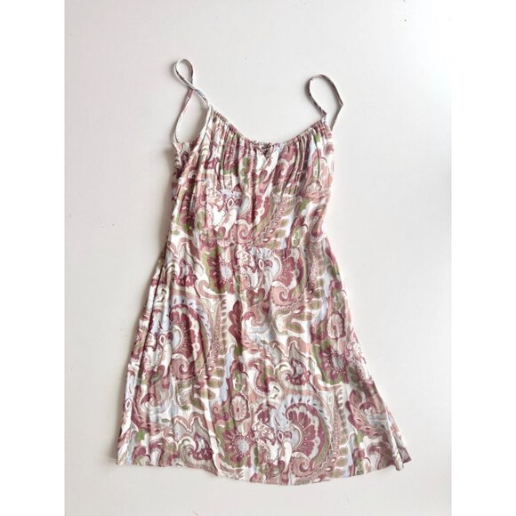 Aritzia WILFRED Bellow Paisley Floral Crepe Gathered Mini Slip Dress, Size 2 - Picture 6 of 16